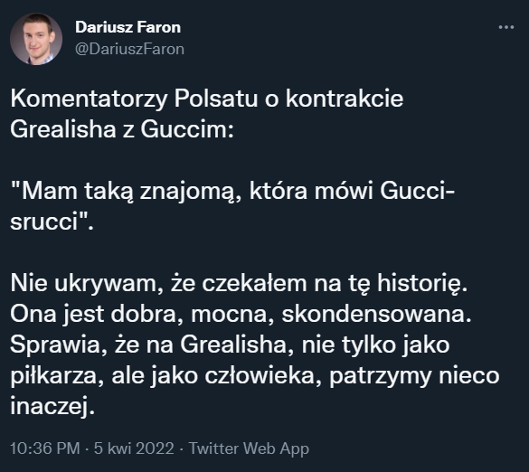 Komentatorzy Polsatu o kontrakcie Grealisha z Gucci... xD